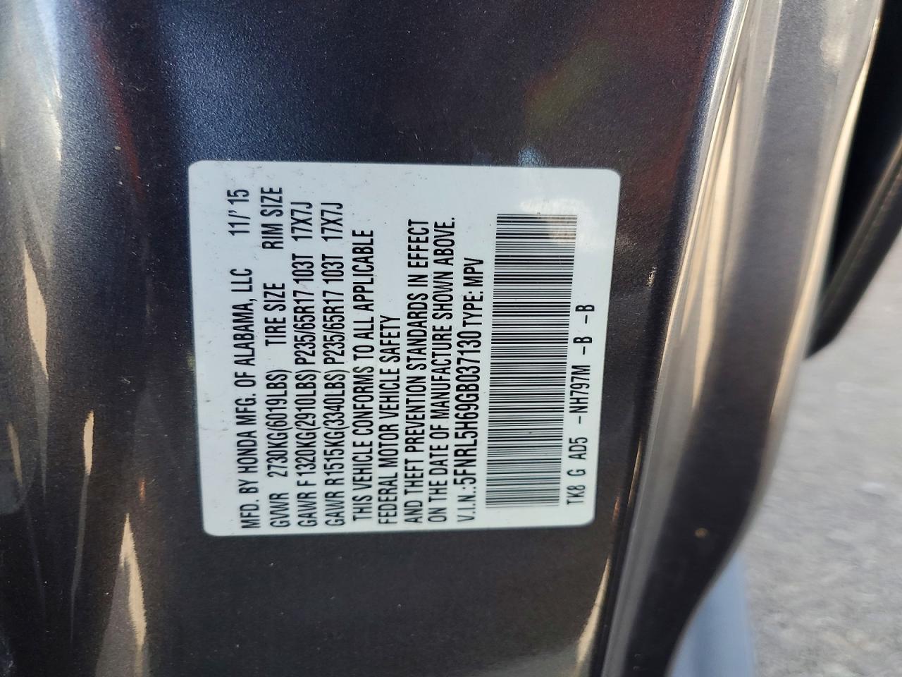 2016 HONDA ODYSSEY — фото 13