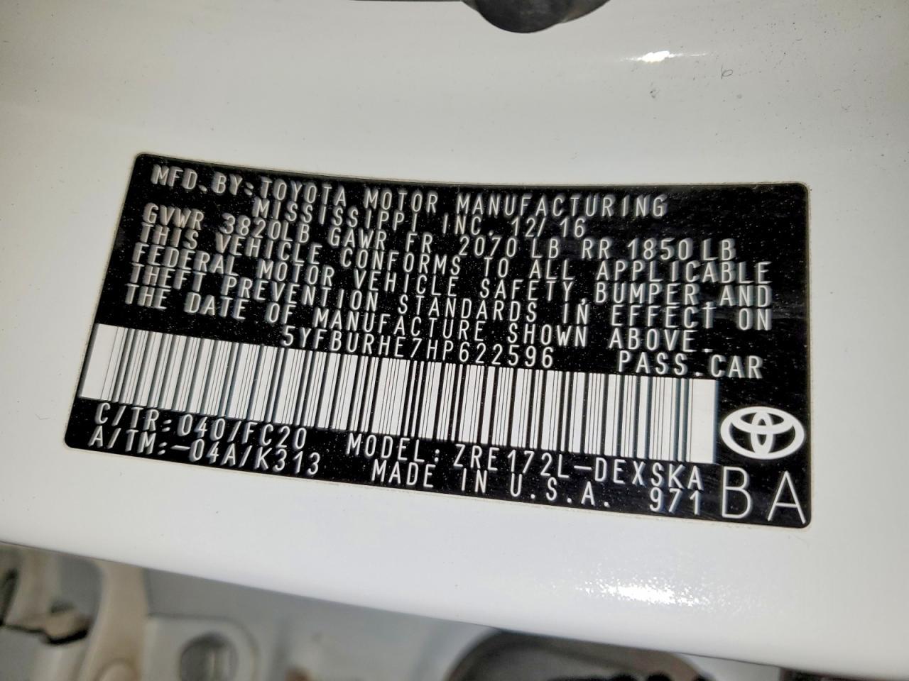 2017 TOYOTA COROLLA — фото 12