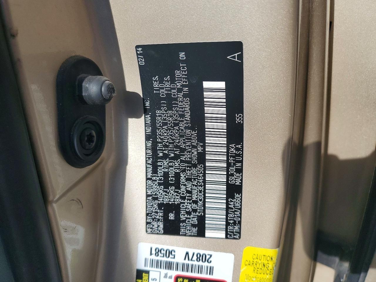 2014 TOYOTA SIENNA — фото 12