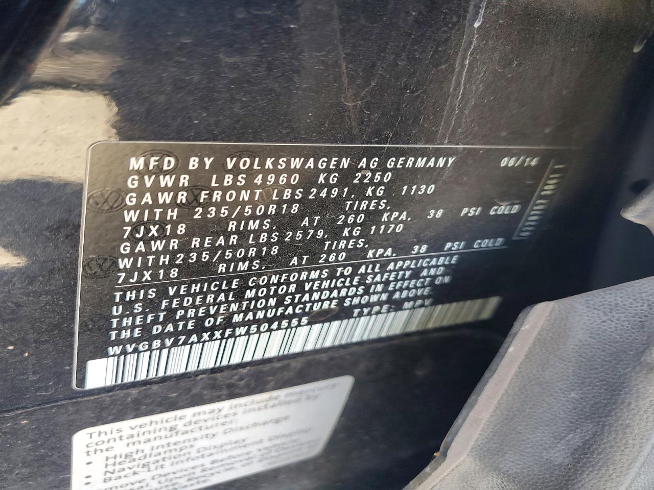 2015 VOLKSWAGEN TIGUAN — фото 12