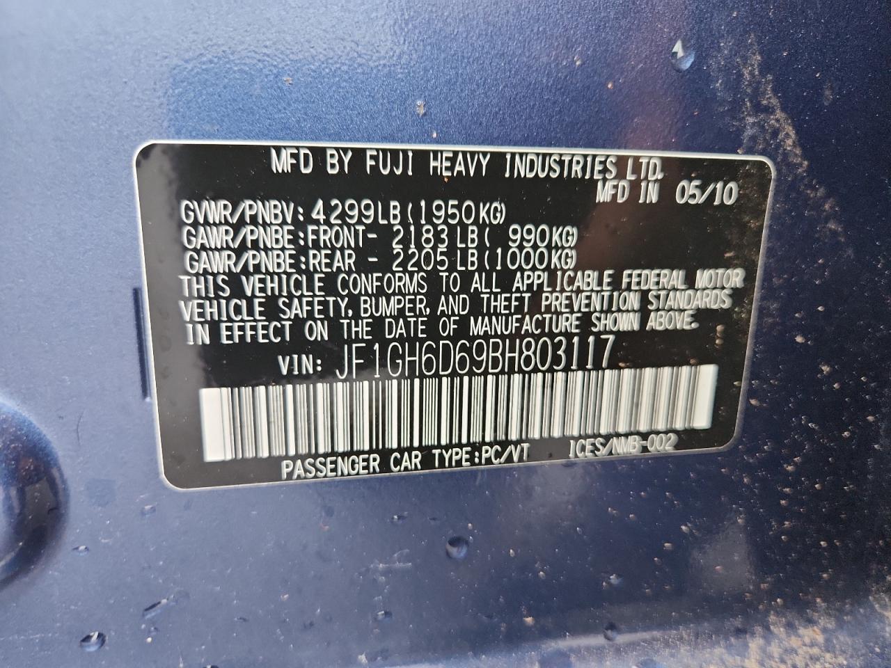 2011 SUBARU IMPREZA — фото 12