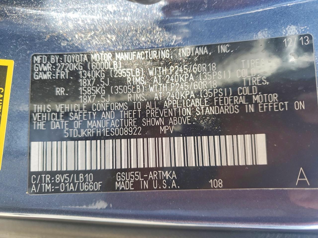 2014 TOYOTA HIGHLANDER — фото 13