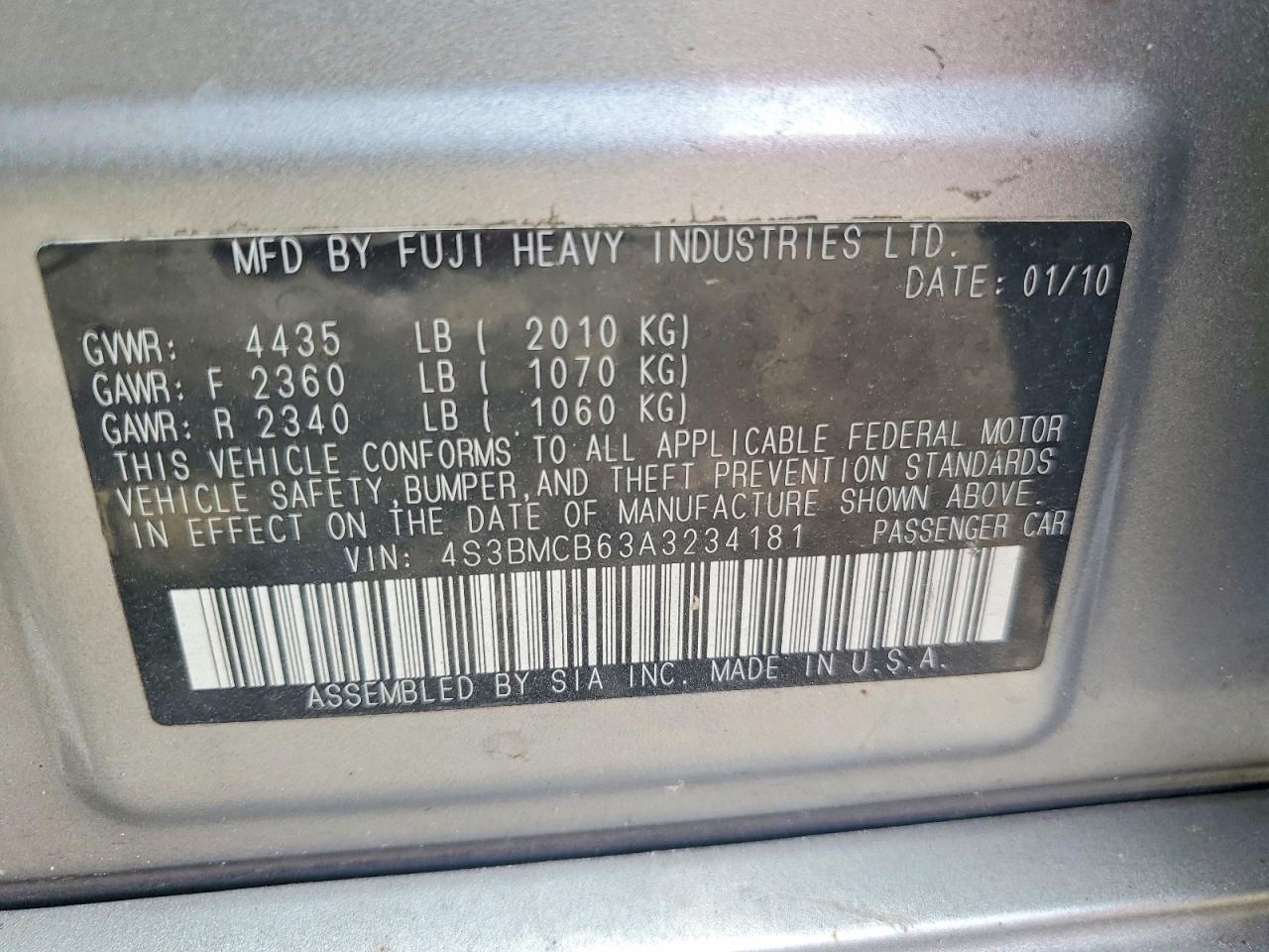 2010 SUBARU LEGACY — фото 13