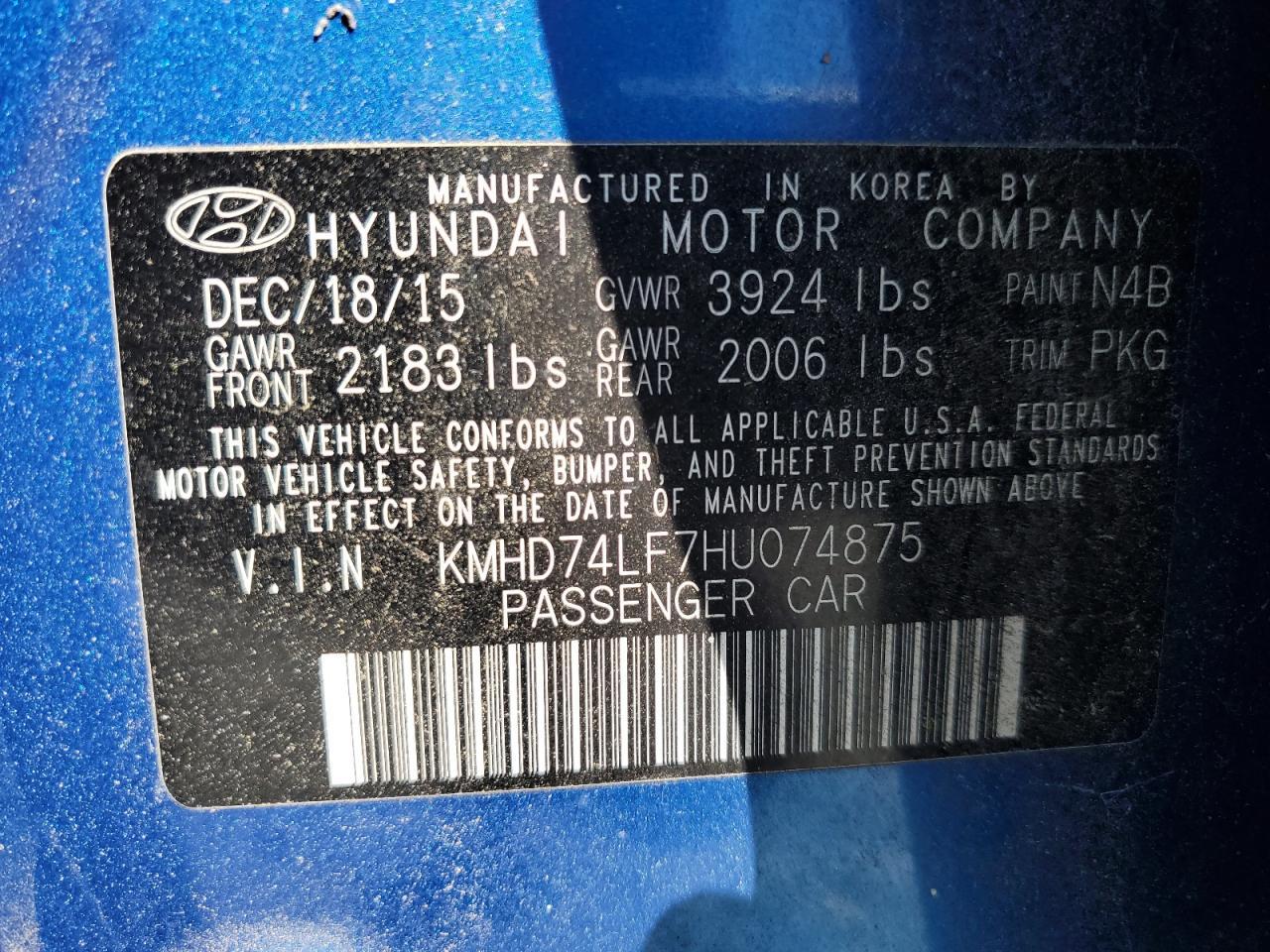 2017 HYUNDAI ELANTRA — фото 12